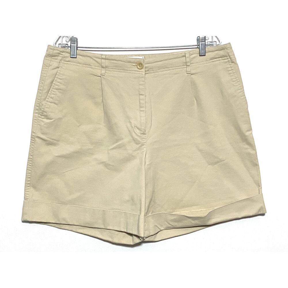 Talbots Stretch Khaki Chino Pleated Shorts 16 Preppy Classic Casual Vacation 90s
